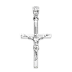 Solid White 14k Gold Crucifix Pendant for Necklace,